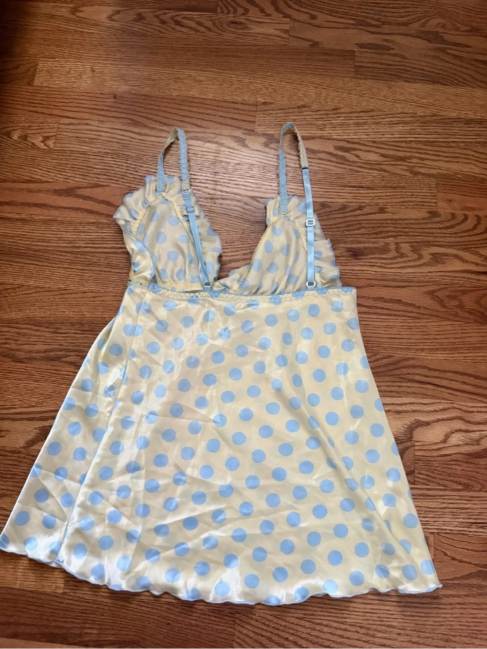 Vintage Y2K baby doll lingerie dress  and robe Polka Dot Lace-Trim small